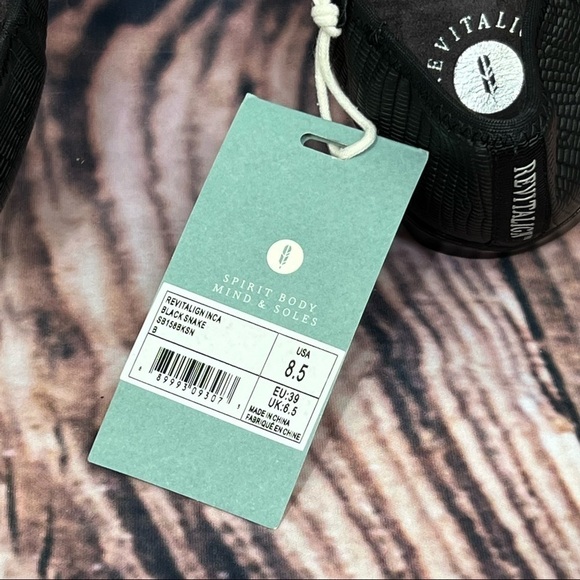 REVITALIGN Black Snake Print Inca Leather Orthotic Support Slip On Flats - Picture 10 of 14